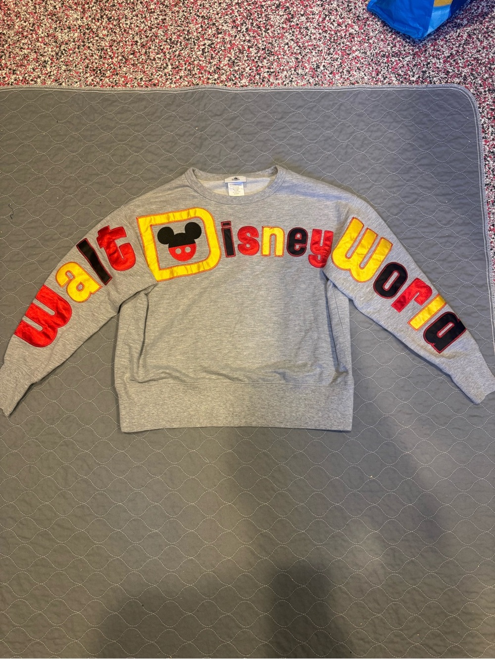 Disney Parks Gray Crewneck Sweatshirt with embroidered lettering